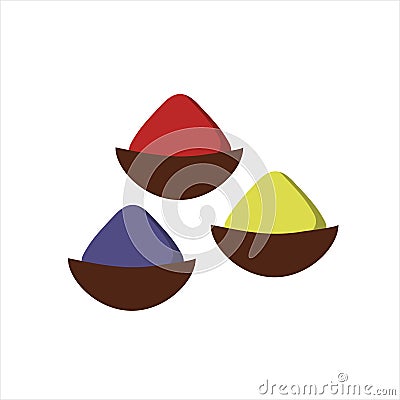 Indian seasoning spices in little wooden bowls vector Vector Illustration