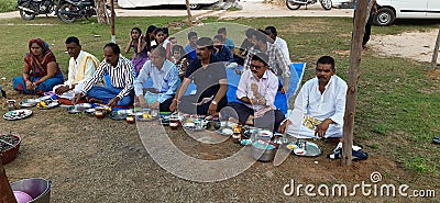 Indian senior citizen show indian god pyre. Editorial Stock Photo