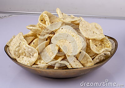 Indian snack jeera papad or fryums Stock Photo