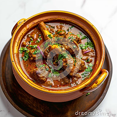 Indian spice Mutton Masala or Gosht Rogan Josh with Naan Stock Photo