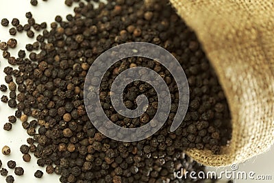 Indian spices-Black pepper. Stock Photo