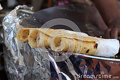 Indian street food kathi rolls Stock Photo