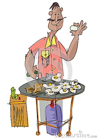 An indian street food vendor Vector Illustration