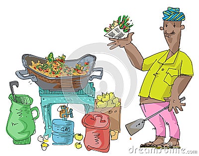 An indian street food vendor Vector Illustration