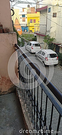 Indian street uttar Pradesh moradabad from the balcony of a house Editorial Stock Photo