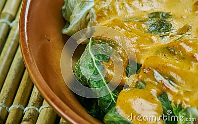 Indian stuffed curry cabbage Stock Photo