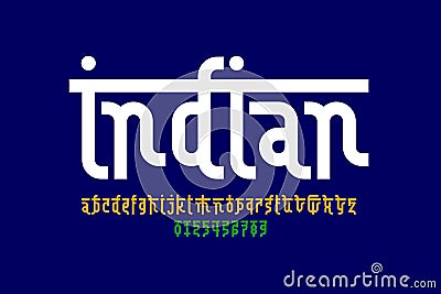 Indian style Latin font Vector Illustration