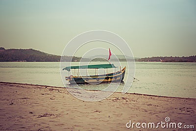 Indian style pleasure boat on the Chapora River Stock Photo