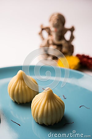 Indian sweet food called modak prepared specifically in ganesh festival or ganesh chaturthi Stock Photo