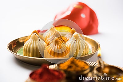 Indian sweet food called modak prepared specifically in ganesh festival or ganesh chaturthi Stock Photo