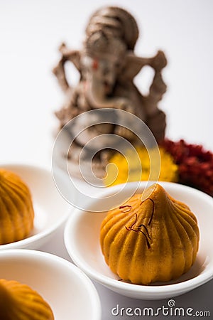Indian sweet food called modak prepared specifically in ganesh festival or ganesh chaturthi Stock Photo