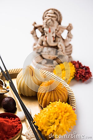 Indian sweet food called modak prepared specifically in ganesh festival or ganesh chaturthi Stock Photo