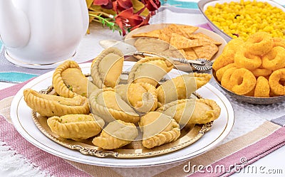 Indian Sweet Food Gujia or Gujiya is a Sweet Dumpling Stock Photo