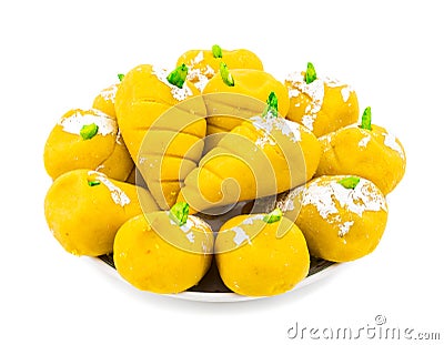 Indian Sweet Food Mango Mawa Pedha or Peda Stock Photo