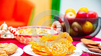 Indian sweet jilebi, Indian snacks, indian foods Stock Photo