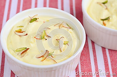 Indian Sweet -Kesar Pista Shrikhand Stock Photo