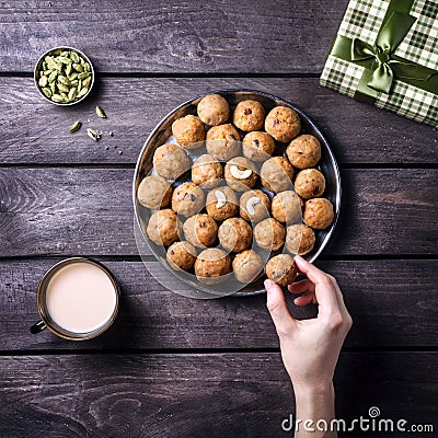 Indian sweets Besan Ladoo Stock Photo