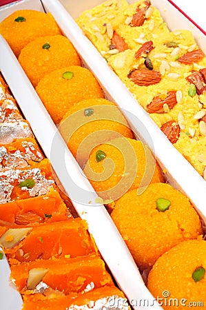 Indian sweets in box Stock Photo