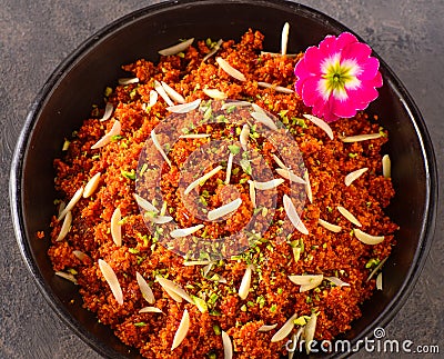 Indian sweets - ghee laden gajar halwa Stock Photo