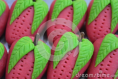 Indian Sweets Strawberry barfi Stock Photo