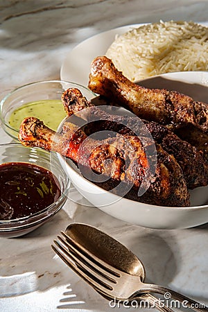 Indian Tandoori Chicken Legs Stock Photo