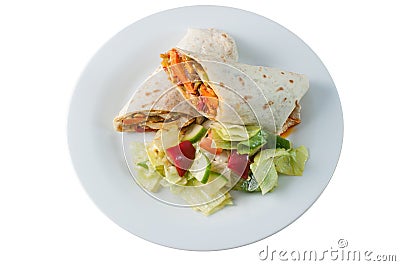 Indian tandoori chicken roll or twister with side salad Stock Photo