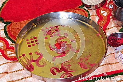 Indian thaali with pooja topic Stock Photo