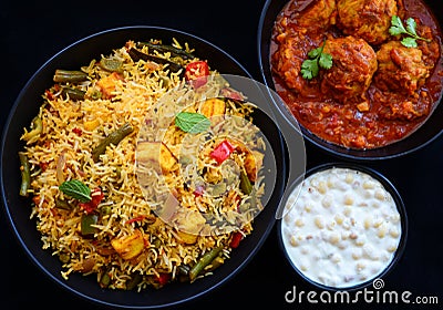 Indian Thali or Indian meal Stock Photo