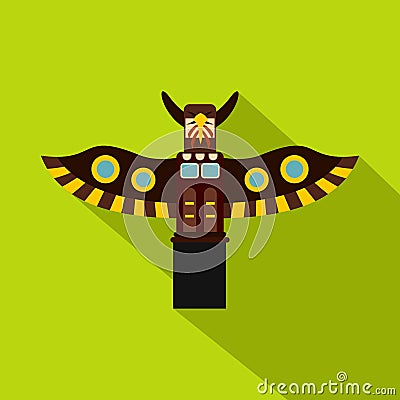 Indian totem pole in Stanley park, Canada icon Vector Illustration