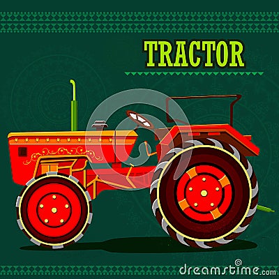 Indian Tractor representing colorful India Vector Illustration