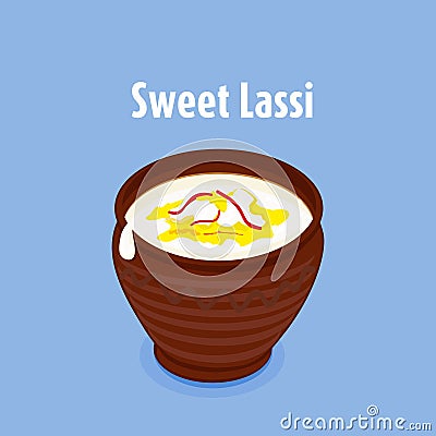 Indian traditional beverage sweets lassi vector illustration Cartoon Illustration