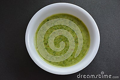 Indian traditional coriander chutney. Stock Photo