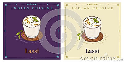 lassi Indian traditional yogurt illustration for menu Vector Illustration