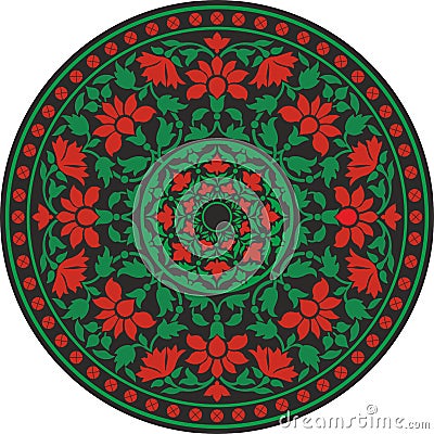 Indian traditional pattern in color - flower mandala Vector Illustration