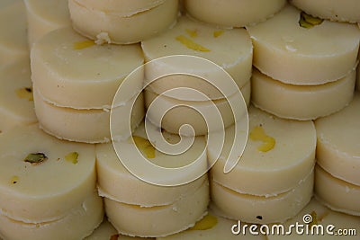 Indian Sweets Malai Peda or Pedha Stock Photo