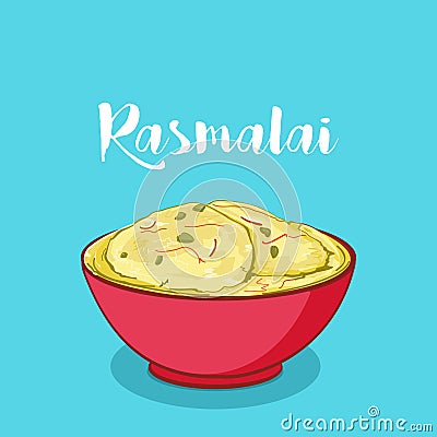 Indian traditional sweets or dessert ramsmalai vector illustration Cartoon Illustration