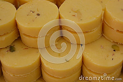 Indian Sweets Saffron Peda or Pedha Stock Photo