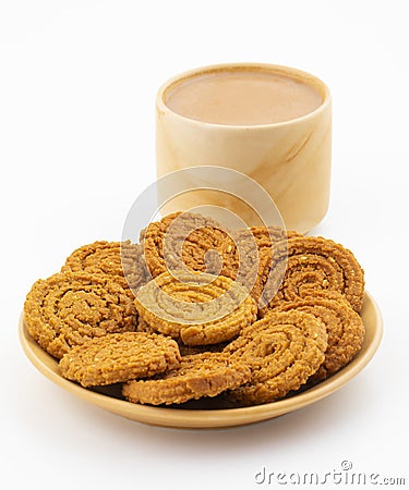 Indian Traditional Tea Time Snack Chakli Stock Photo