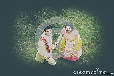 Indian Traditional Young Couple Stock Photo