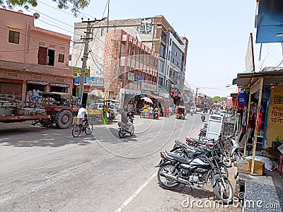 Indian traffic and busy city in rajasthan city nagaur very beautiful city and amazing culture Editorial Stock Photo