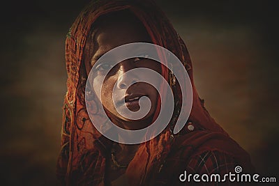Indian tribal girl from Pushkar Editorial Stock Photo