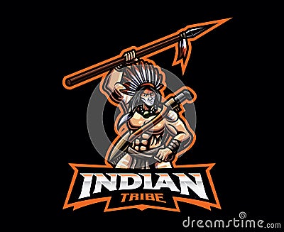 Indian tribe mascot logo design Vector Illustration