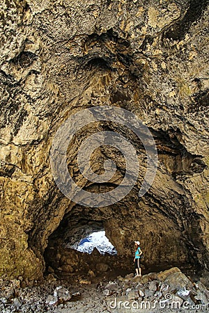 Indian Tunnel Cave in Craters of the Moon National Monument, Idaho, USA Stock Photo