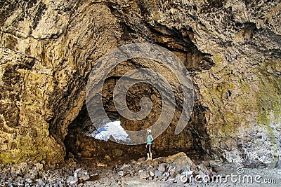 Indian Tunnel Cave in Craters of the Moon National Monument, Idaho, USA Stock Photo
