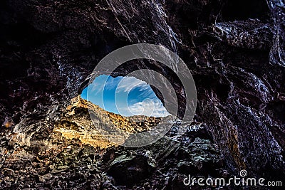 Indian Tunnel Lava Tubes Cave Stock Photo