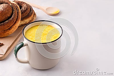 Indian turmeric drink with golden milk Stock Photo