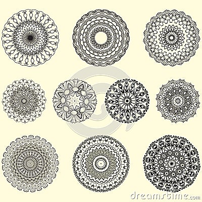 Indian vector and decorative set of mandala pattern for christmas Stock Photo
