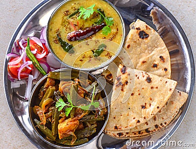 Indian vegetarian thaali meals Stock Photo