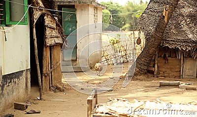 Indian village huts Stock Photo