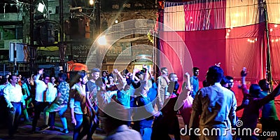 indian village people enjoying on dance light during dussehra festival in india Editorial Stock Photo